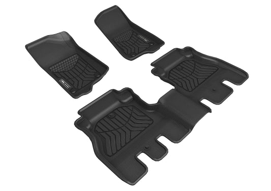 All-Weather Custom-Fit Floor Mats for Jeep Wrangler Jl Unlimited 2018-2025 with Non-Slip Backing - Black - 1st Row 2nd Row