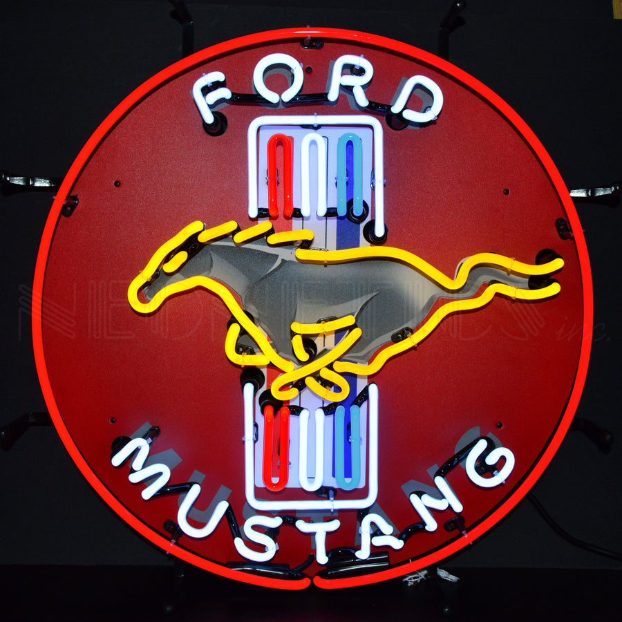 Ford Mustang Red Neon Sign with Backing