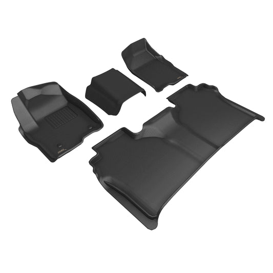 All-Weather Custom-Fit Floor Mats for GMC Sierra Crew Cab 2019-2025 with Non-Slip Backing - Black - 1st Row 2nd Row