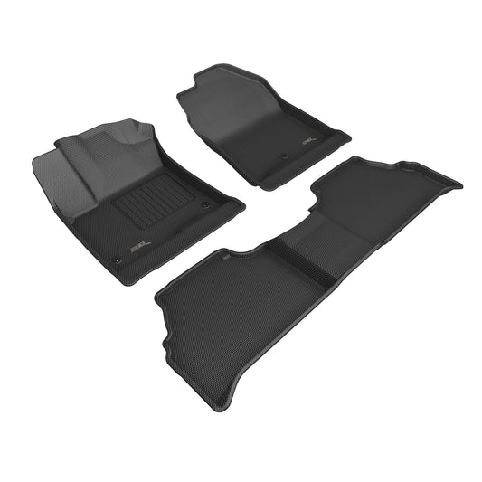 All-Weather Custom-Fit Floor Mats for Hyundai Kona Ev 2021-2023 with Non-Slip Backing - Black - Row 1 Row 2