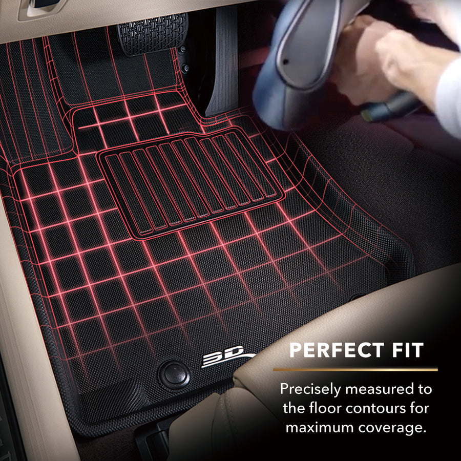 All-Weather Custom-Fit Floor Mats for Kia Sorento Hybrid 6-Seats 2022-2025 with Non-Slip Backing - Black - 1st Row 2nd Row 3rd Row
