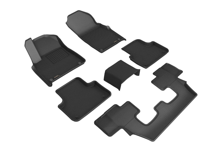 All-Weather Custom-Fit Floor Mats for Audi Q7 / Sq7 2017-2025 with Non-Slip Backing - Black - 1st Row 2nd Row 3rd Row