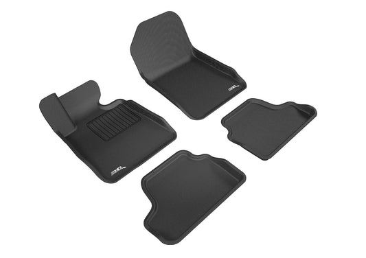 All-Weather Custom-Fit Floor Mats for BMW 3 Series Convertible 2007-2013 with Non-Slip Backing - Black - 1st Row 2nd Row