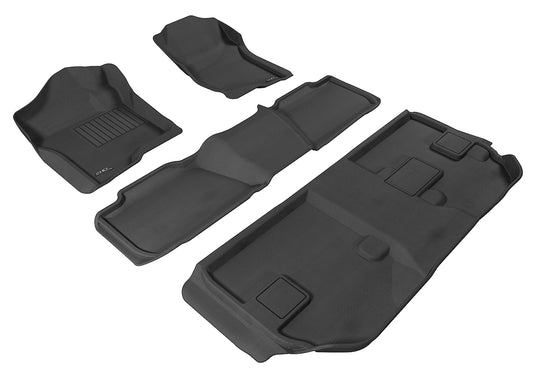 All-Weather Custom-Fit Floor Mats for Chevrolet Suburban 2007-2014 with Non-Slip Backing - Black - 1st Row 2nd Row 3rd Row