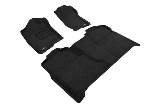 All-Weather Custom-Fit Floor Mats for Chevrolet/ GMC Silverado / Sierra Crew Cab 2007-2013 with Non-Slip Backing - Black - 1st Row 2nd Row