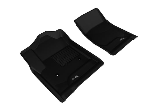 All-Weather Custom-Fit Floor Mats for Chevrolet/GMC Silverado/Sierra Regular Cab 2014-2018 with Non-Slip Backing - Black - 1st Row