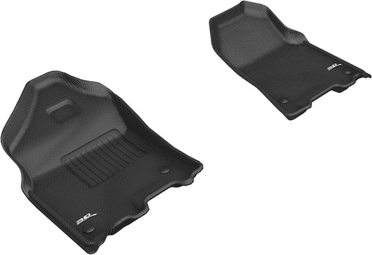 All-Weather Custom-Fit Floor Mats for Dodge Ram 1500 Crew Cab 2019-2024 with Non-Slip Backing - Black - 1st Row