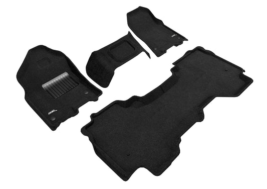 All-Weather Custom-Fit Floor Mats for Dodge Ram 1500 Quad Cab 2019-2024 with Non-Slip Backing - Black - 1st Row 2nd Row