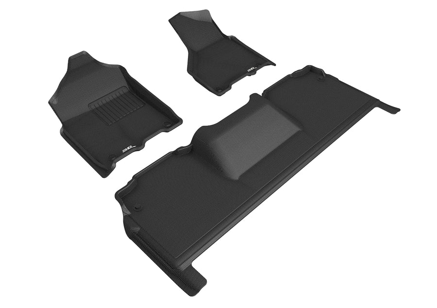 All-Weather Custom-Fit Floor Mats for Dodge Ram 2500 Mega Cab 2019-2024 with Non-Slip Backing - Black - 1st Row 2nd Row