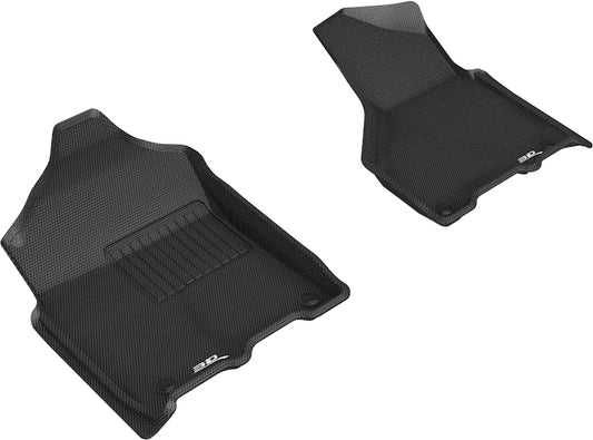All-Weather Custom-Fit Floor Mats for Dodge Ram 2500 / 3500 Crew / Mega 2019-2024 with Non-Slip Backing - Black - 1st Row