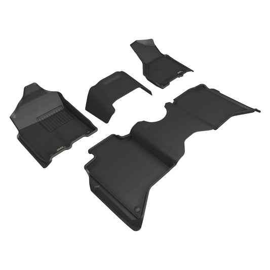 All-Weather Custom-Fit Floor Mats for Dodge Ram 2500 Crew Cab 2019-2024 with Non-Slip Backing - Black - 1st Row 2nd Row 3rd Row