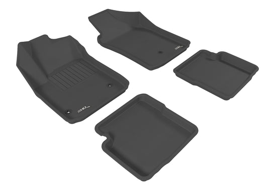 All-Weather Custom-Fit Floor Mats for Fiat 500 2012-2019 with Non-Slip Backing - Black - 1st Row 2nd Row