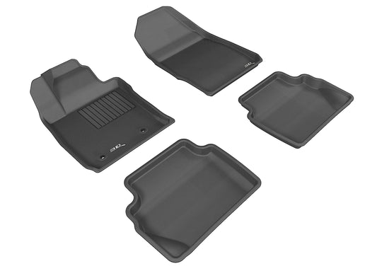 All-Weather Custom-Fit Floor Mats for Ford Fiesta 2011-2019 with Non-Slip Backing - Black - 1st Row 2nd Row