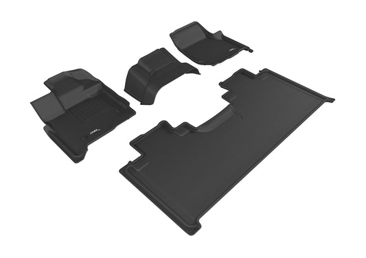 All-Weather Custom-Fit Floor Mats for Ford F-150 Supercab 2015-2025 with Non-Slip Backing - Black - 1st Row 2nd Row