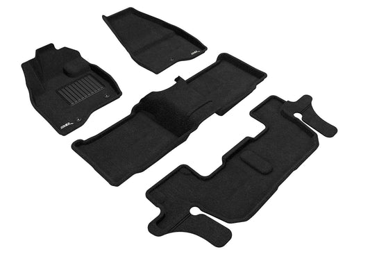 All-Weather Custom-Fit Floor Mats for Ford Explorer 2017-2019 with Non-Slip Backing - Black - 1st Row 2nd Row 3rd Row