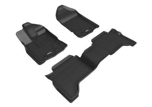 All-Weather Custom-Fit Floor Mats for Ford Ranger Supercrew 2019-2023 with Non-Slip Backing - Black - 1st Row 2nd Row