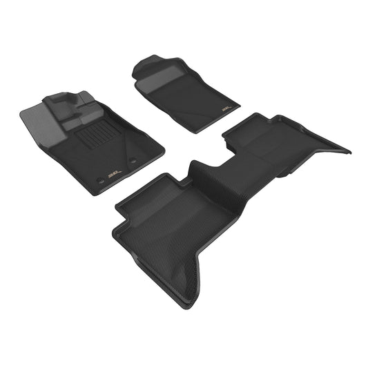 All-Weather Custom-Fit Floor Mats for Ford Ranger Supercrew 2024-2025 with Non-Slip Backing - Black - 1st Row 2nd Row