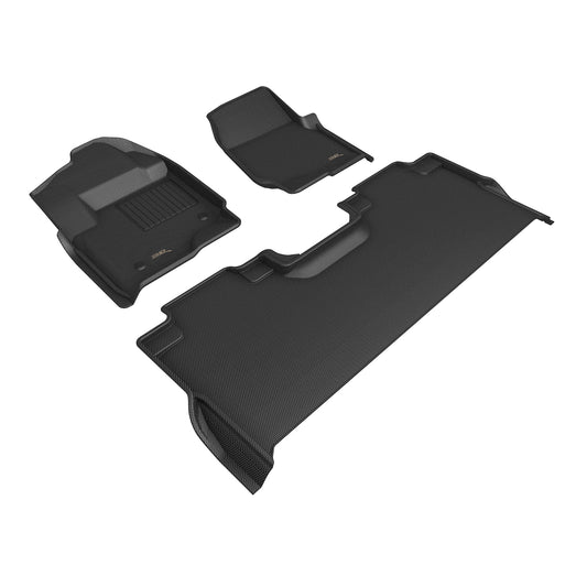 All-Weather Custom-Fit Floor Mats for Ford F-250/350/450 Crew Cab 2023-2025 with Non-Slip Backing - Black - 1st Row 2nd Row