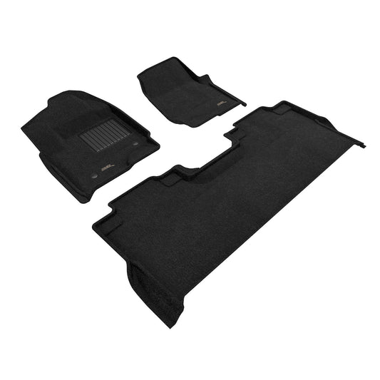 All-Weather Custom-Fit Floor Mats for Ford F-250 / F-350 / F-450 Crew Cab 2023-2025 with Non-Slip Backing - Black - 1st Row 2nd Row