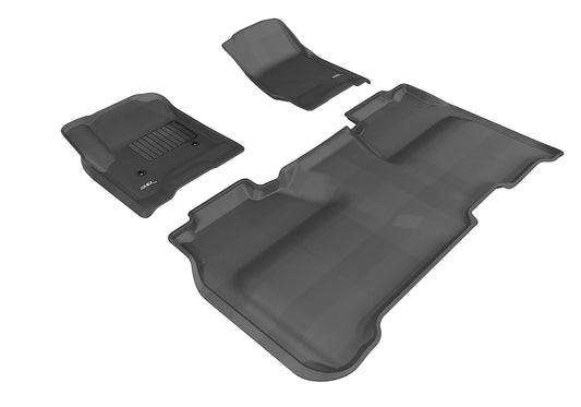 All-Weather Custom-Fit Floor Mats for GMC Sierra Crew Cab 2015-2019 with Non-Slip Backing - Black - 1st Row 2nd Row