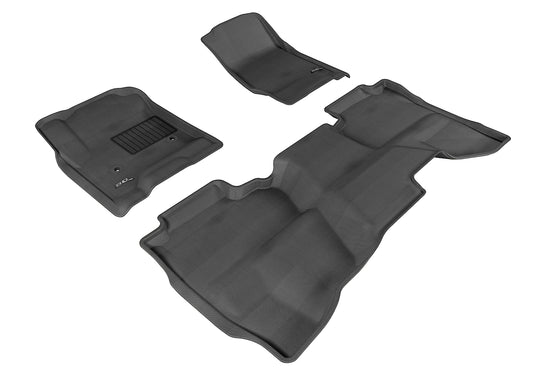 All-Weather Custom-Fit Floor Mats for GMC Sierra Double Cab 2014-2019 with Non-Slip Backing - Black - 1st Row 2nd Row