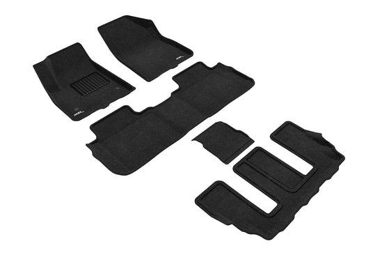 All-Weather Custom-Fit Floor Mats for GMC Acadia 2017-2023 with Non-Slip Backing - Black - 1st Row 2nd Row