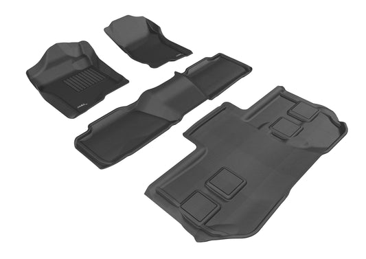 All-Weather Custom-Fit Floor Mats for GMC Yukon Xl 2011-2014 with Non-Slip Backing - Black - 1st Row 2nd Row 3rd Row