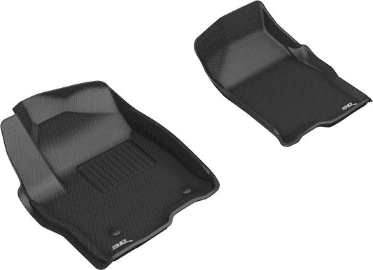 All-Weather Custom-Fit Floor Mats for GMC Sierra / Silverado 1500 / 2500Hd / 3500Hd Crew Cab 2019-2025 with Non-Slip Backing - Black - 1st Row