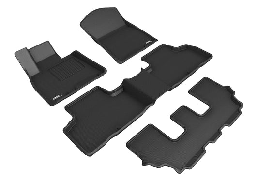 All-Weather Custom-Fit Floor Mats for Genesis Gv80 7-Seat 2021-2024 with Non-Slip Backing - Black - 1st Row 2nd Row 3rd Row
