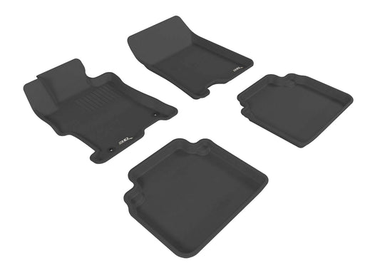All-Weather Custom-Fit Floor Mats for Honda Accord Sedan 2008-2012 with Non-Slip Backing - Black - 1st Row 2nd Row