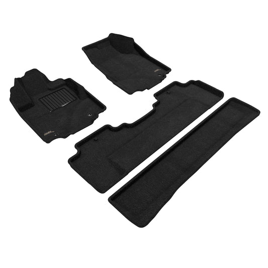 All-Weather Custom-Fit Floor Mats for Honda Ridgeline 2006-2015 with Non-Slip Backing - Black - 1st Row 2nd Row