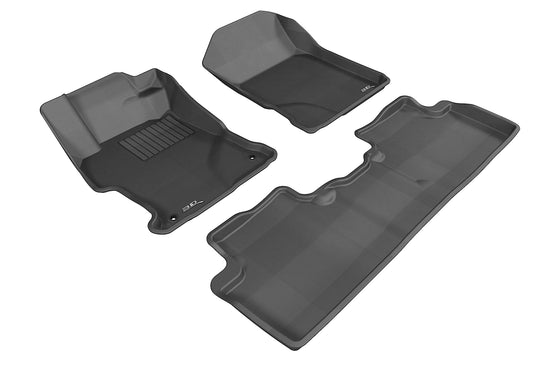 All-Weather Custom-Fit Floor Mats for Honda Civic Sedan 2012-2013 with Non-Slip Backing - Black - 1st Row 2nd Row