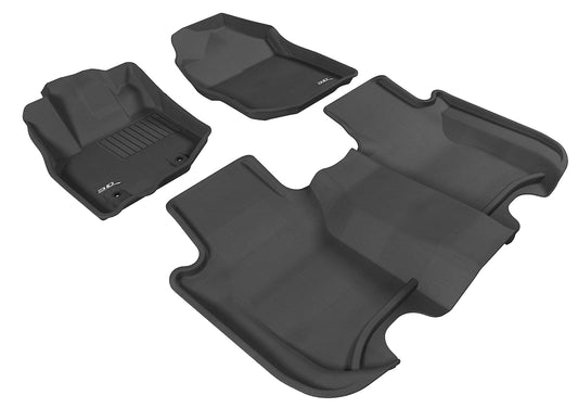 All-Weather Custom-Fit Floor Mats for Honda Fit 2009-2013 with Non-Slip Backing - Black - 1st Row 2nd Row