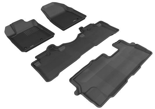All-Weather Custom-Fit Floor Mats for Honda Pilot 2009-2015 with Non-Slip Backing - Black - 1st Row 2nd Row 3rd Row