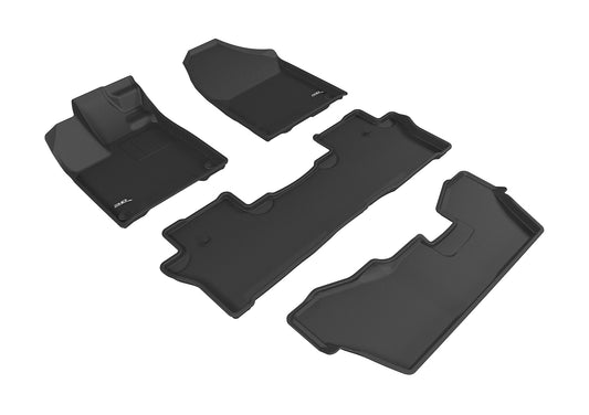 All-Weather Custom-Fit Floor Mats for Honda Pilot 8-Passenger 2016-2022 with Non-Slip Backing - Black - 1st Row 2nd Row 3rd Row