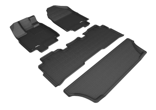 All-Weather Custom-Fit Floor Mats for Honda Odyssey 2018-2025 with Non-Slip Backing - Black - 1st Row 2nd Row 3rd Row