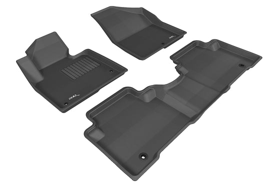 All-Weather Custom-Fit Floor Mats for Hyundai Santa Fe Sport 2013-2018 with Non-Slip Backing - Black - 1st Row 2nd Row