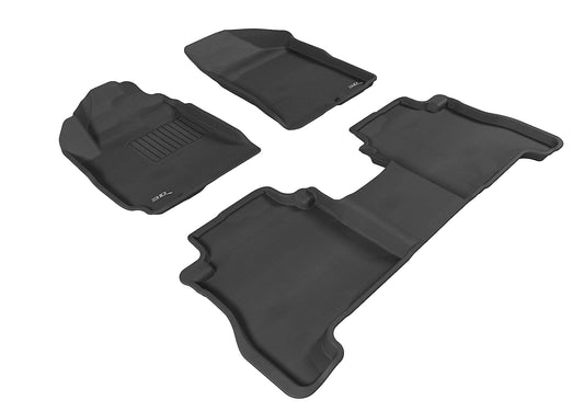 All-Weather Custom-Fit Floor Mats for Hyundai Santa Fe 2010-2012 with Non-Slip Backing - Black - 1st Row 2nd Row