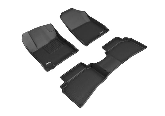 All-Weather Custom-Fit Floor Mats for Hyundai Venue 2020-2025 with Non-Slip Backing - Black - 1st Row 2nd Row