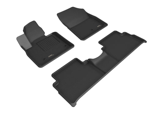 All-Weather Custom-Fit Floor Mats for Hyundai Santa Fe Hybrid/Phev 2021-2023 with Non-Slip Backing - Black - 1st Row 2nd Row