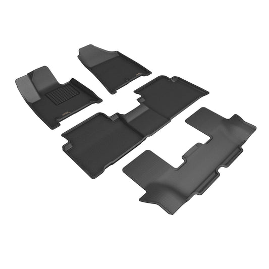 All-Weather Custom-Fit Floor Mats for Hyundai Santa Fe Hybrid 2024-2025 with Non-Slip Backing - Black - 1st Row 2nd Row 3rd Row