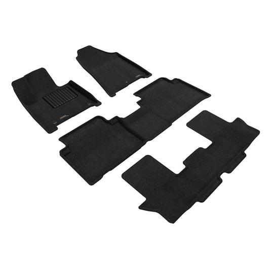 All-Weather Custom-Fit Floor Mats for Hyundai Santa Fe Hybrid 7-Seat 2024-2025 with Non-Slip Backing - Black - 1st Row 2nd Row 3rd Row
