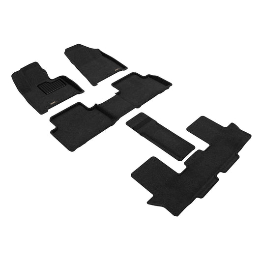 All-Weather Custom-Fit Floor Mats for Hyundai Santa Fe Gas 6-Seat 2024-2025 with Non-Slip Backing - Black - 1st Row 2nd Row 3rd Row