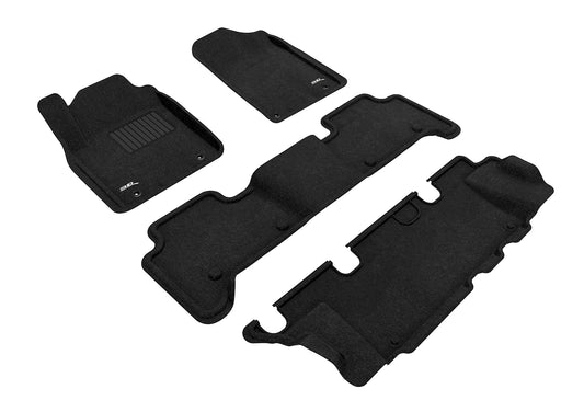 All-Weather Custom-Fit Floor Mats for Infiniti Qx80 / Qx56 2011-2018 with Non-Slip Backing - Black - 1st Row 2nd Row 3rd Row
