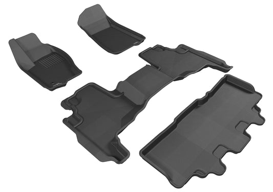 All-Weather Custom-Fit Floor Mats for Jeep Commander 2006-2010 with Non-Slip Backing - Black - 1st Row 2nd Row 3rd Row