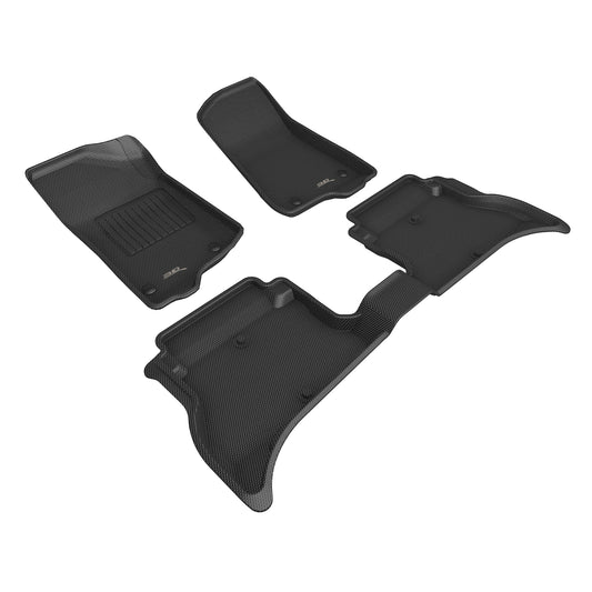 All-Weather Custom-Fit Floor Mats for Jeep Wrangler Unlimited 4Xe 2021-2025 with Non-Slip Backing - Black - 1st Row 2nd Row