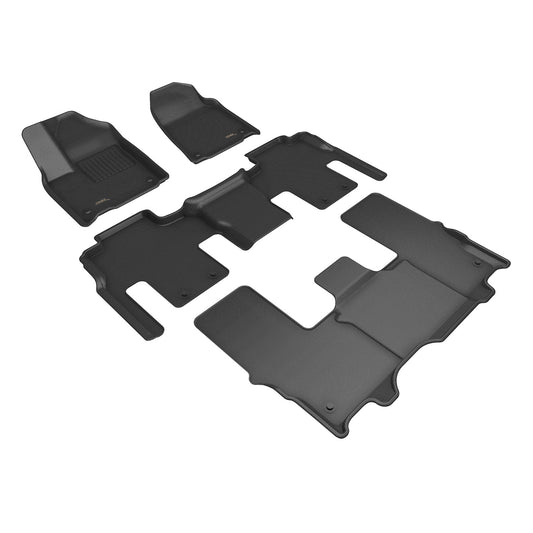 All-Weather Custom-Fit Floor Mats for Jeep Wagoneer 2022-2025 with Non-Slip Backing - Black - 1st Row 2nd Row 3rd Row