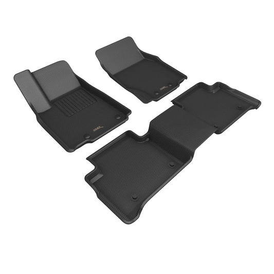 All-Weather Custom-Fit Floor Mats for Jeep Grand Cherokee 4Xe 2022-2025 with Non-Slip Backing - Black - 1st Row 2nd Row