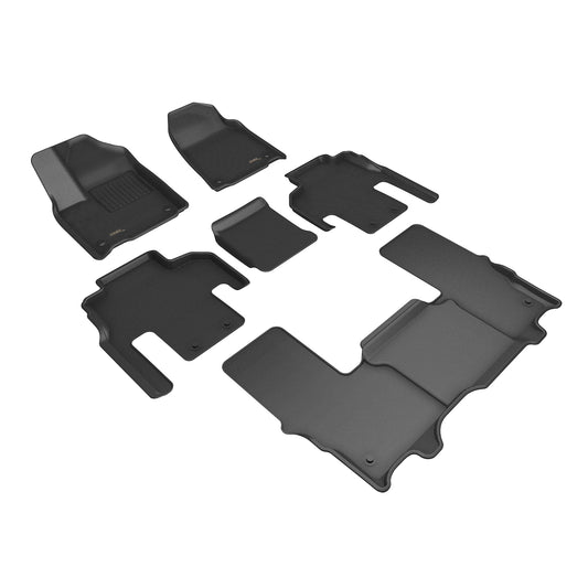 All-Weather Custom-Fit Floor Mats for Jeep Grand Wagoneer 2022-2025 with Non-Slip Backing - Black - 1st Row 2nd Row 3rd Row