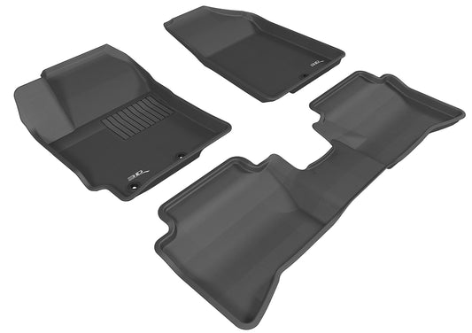 All-Weather Custom-Fit Floor Mats for Kia Rio/ Rio5 2012-2013 with Non-Slip Backing - Black - 1st Row 2nd Row